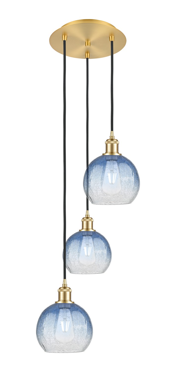 Three Light Pendant by Innovations - Ballston Collection, Satin Gold Finish - 113B-3P-SG-G483-8SB