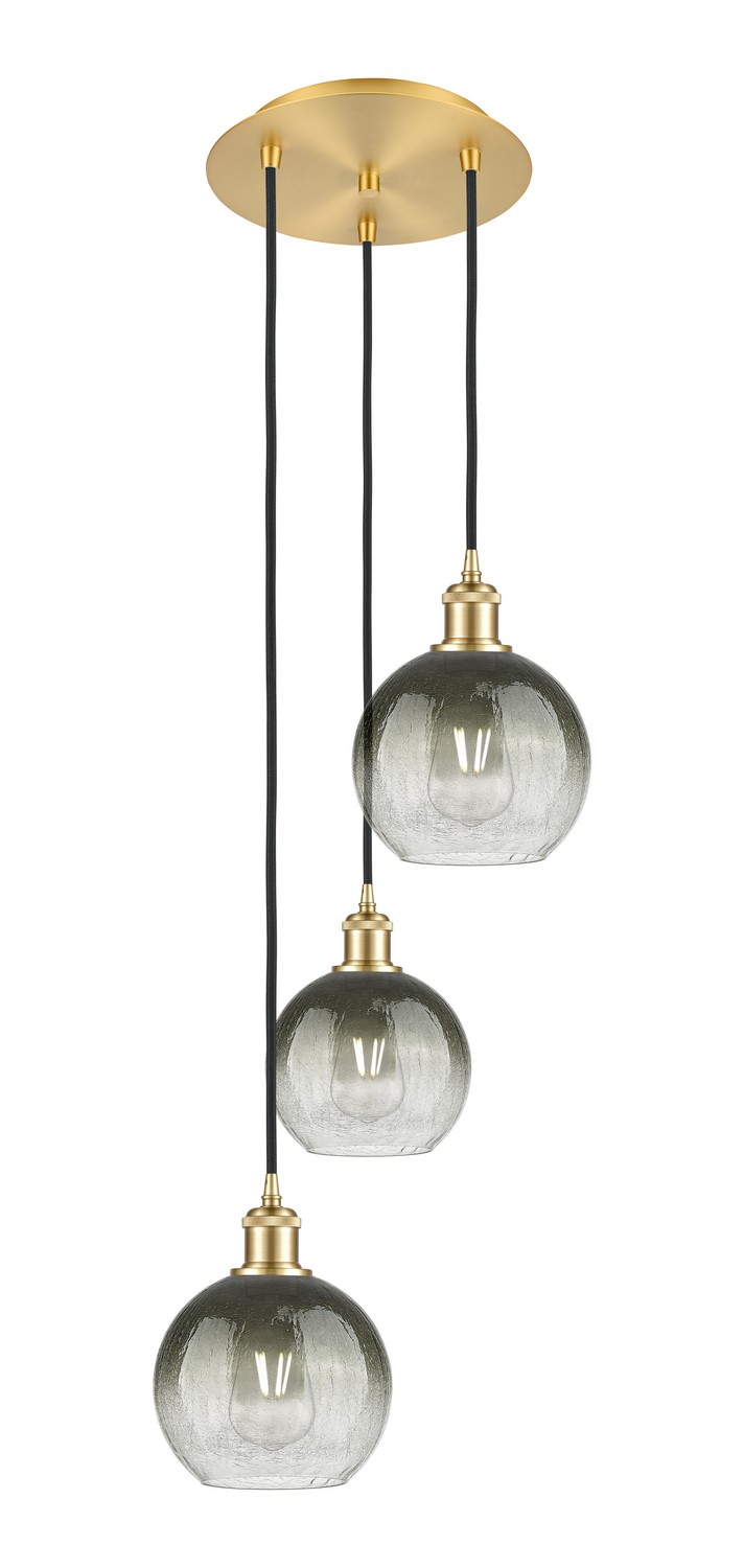 Three Light Pendant by Innovations - Ballston Collection, Satin Gold Finish - 113B-3P-SG-G483-8SL