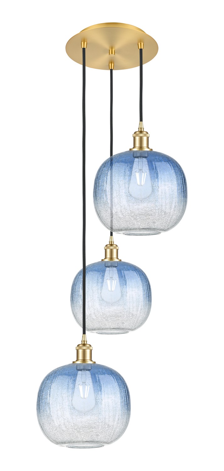 Three Light Pendant by Innovations - Ballston Collection, Satin Gold Finish - 113B-3P-SG-G481-10SB