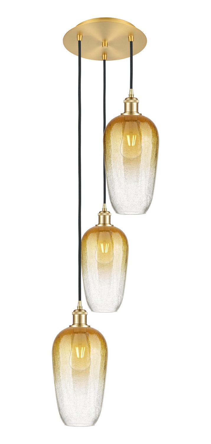 Three Light Pendant by Innovations - Ballston Collection, Satin Gold Finish - 113B-3P-SG-G484-7AM