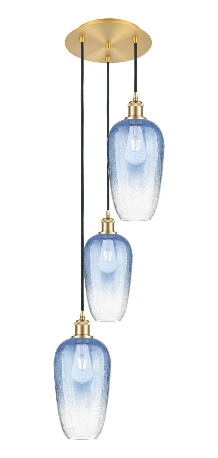 Three Light Pendant by Innovations - Ballston Collection, Satin Gold Finish - 113B-3P-SG-G484-7SB