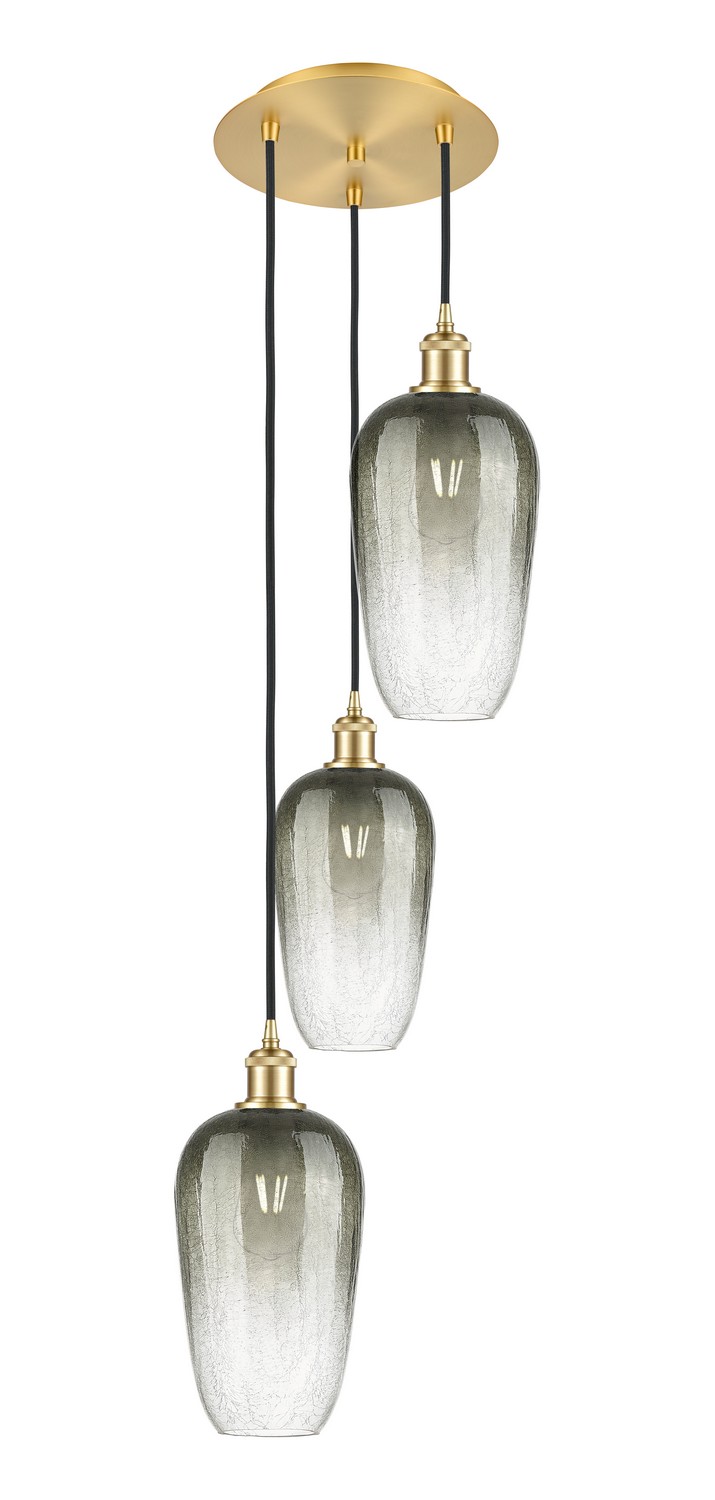 Three Light Pendant by Innovations - Ballston Collection, Satin Gold Finish - 113B-3P-SG-G484-7SL