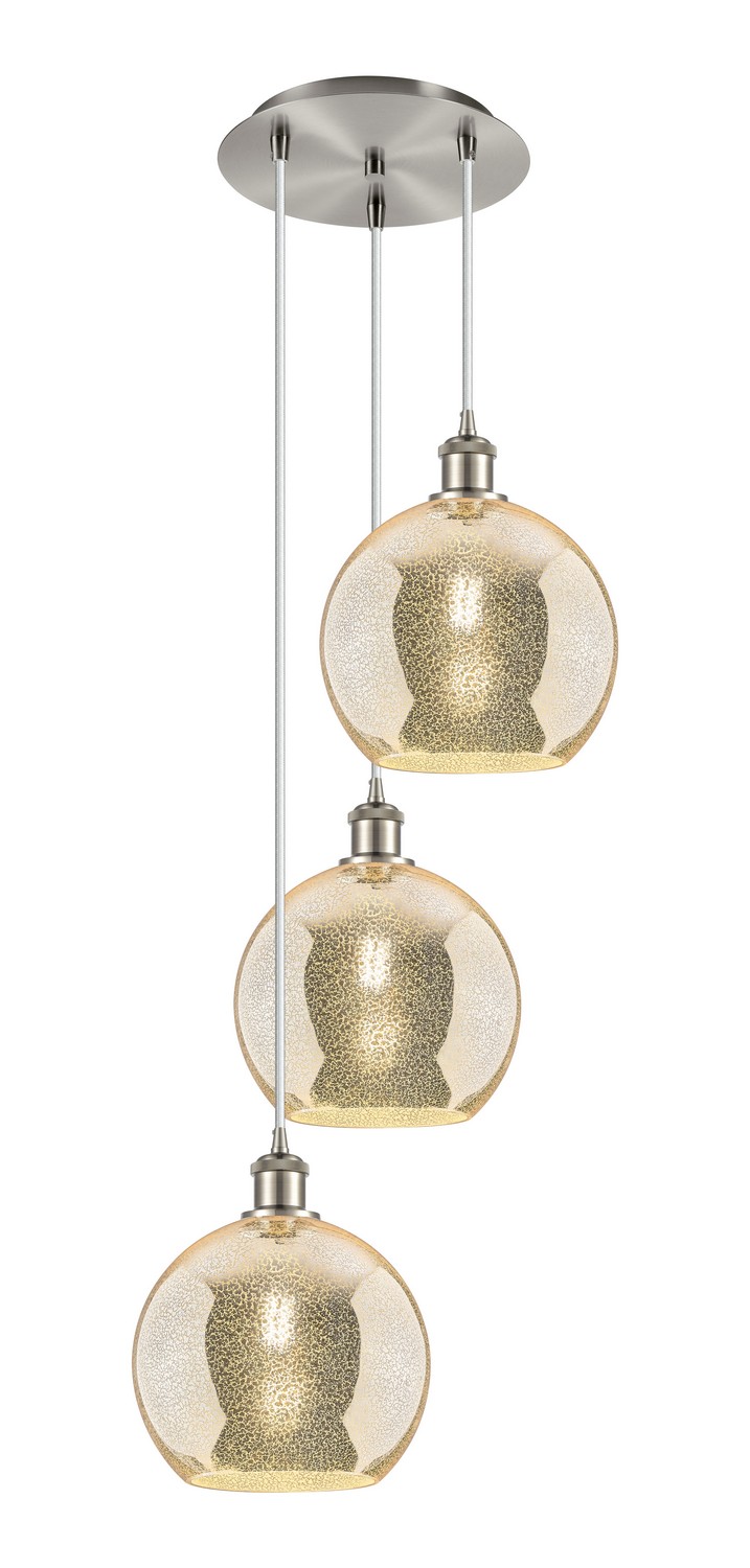 Three Light Pendant by Innovations - Ballston Collection, Brushed Satin Nickel Finish - 113B-3P-SN-G128-10