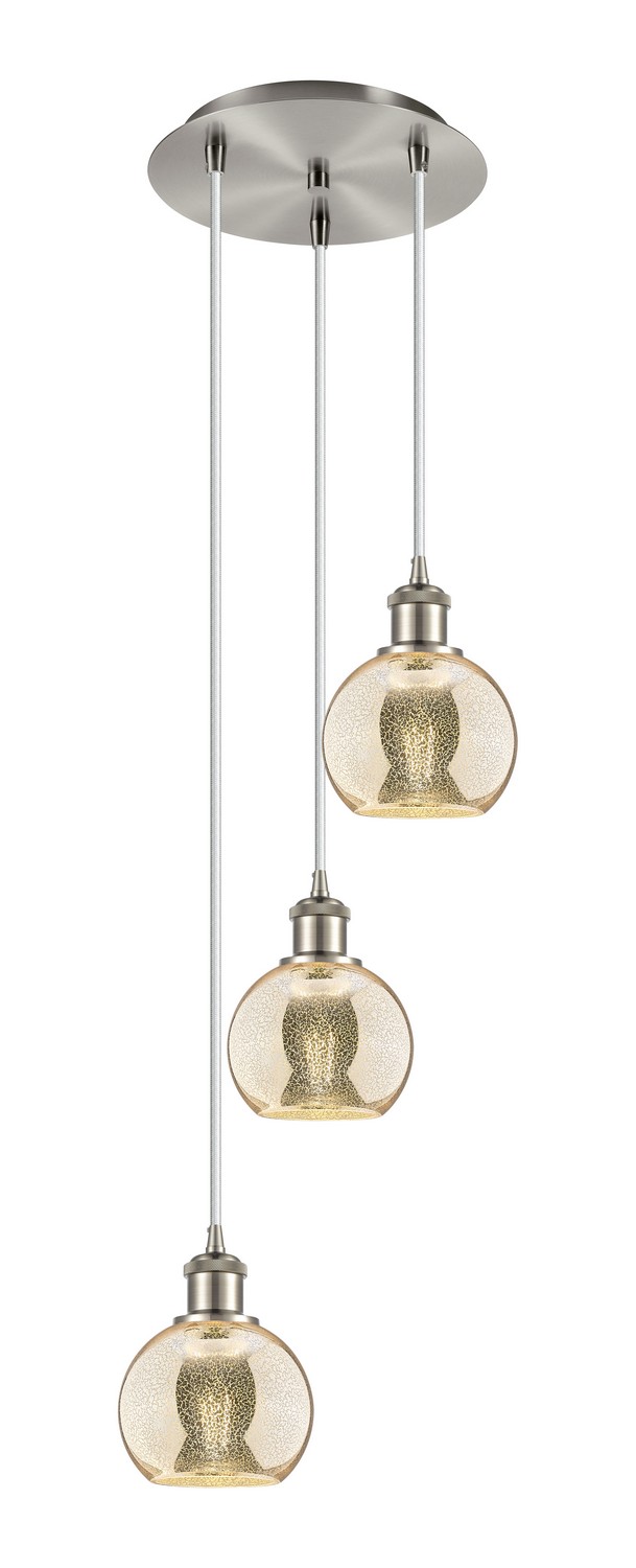 Three Light Pendant by Innovations - Ballston Collection, Brushed Satin Nickel Finish - 113B-3P-SN-G128-6