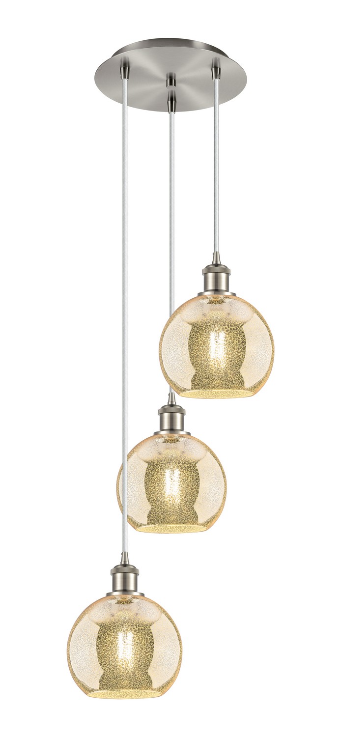 Three Light Pendant by Innovations - Ballston Collection, Brushed Satin Nickel Finish - 113B-3P-SN-G128-8
