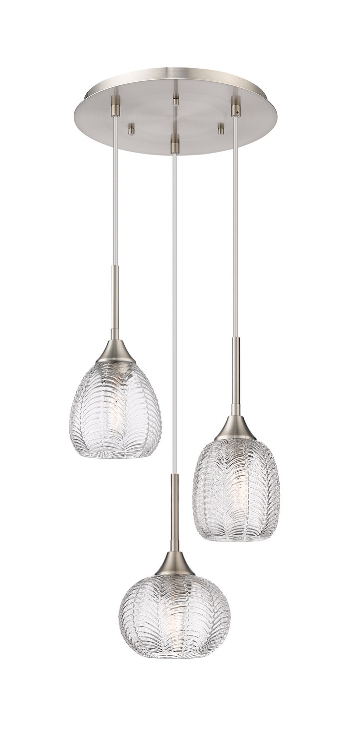 Three Light Pendant by Innovations - Berkshire Collection, Brushed Satin Nickel Finish - 113B-3P-SN-G323-MU