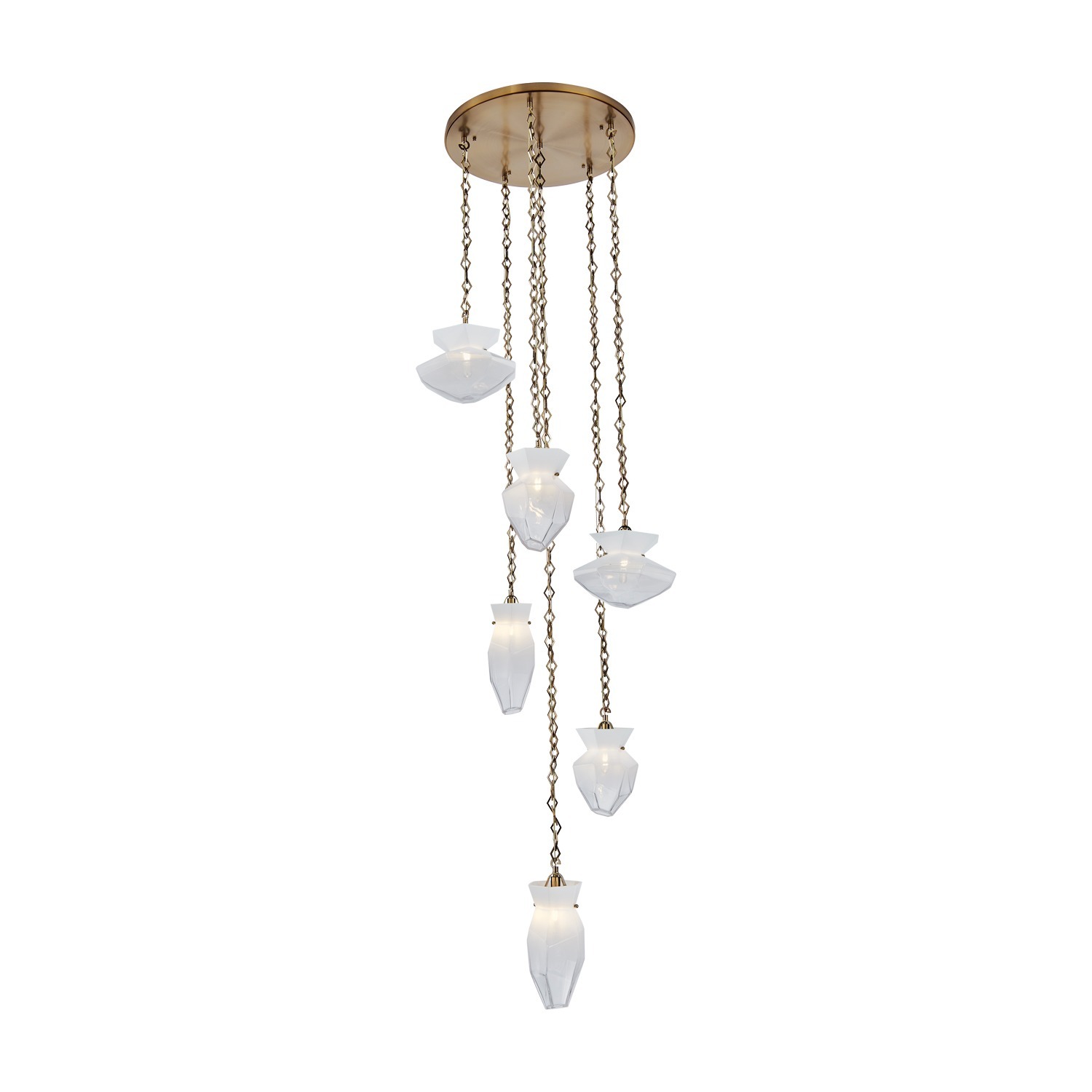 Kalco 528352WBWT Bolsa 6 Light 31 inch Winter Brass Chandelier Ceiling Light