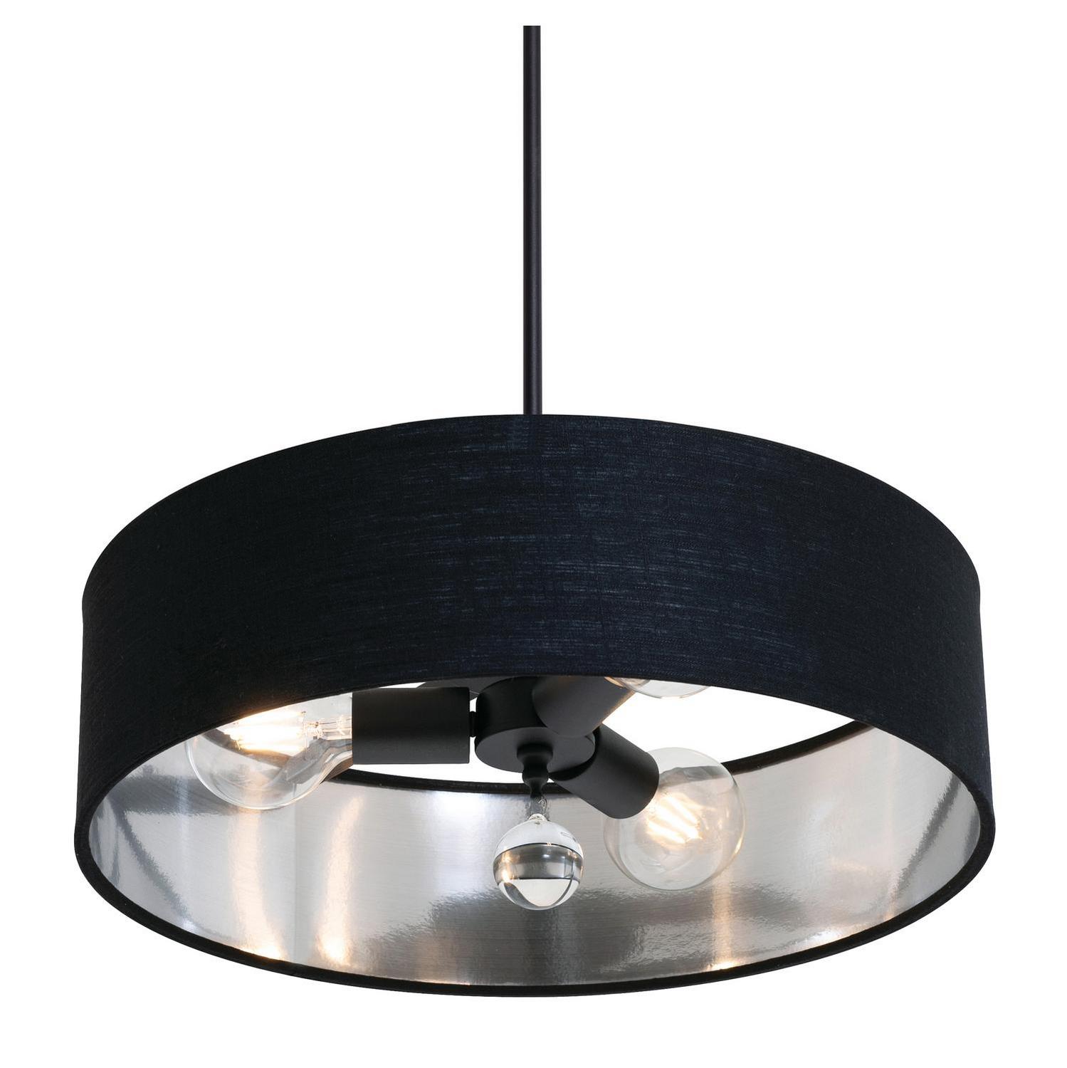 Three Light Pendant by AFX Lighting - Celine Collection, Black Finish - CLNP18MBBK-BKSL