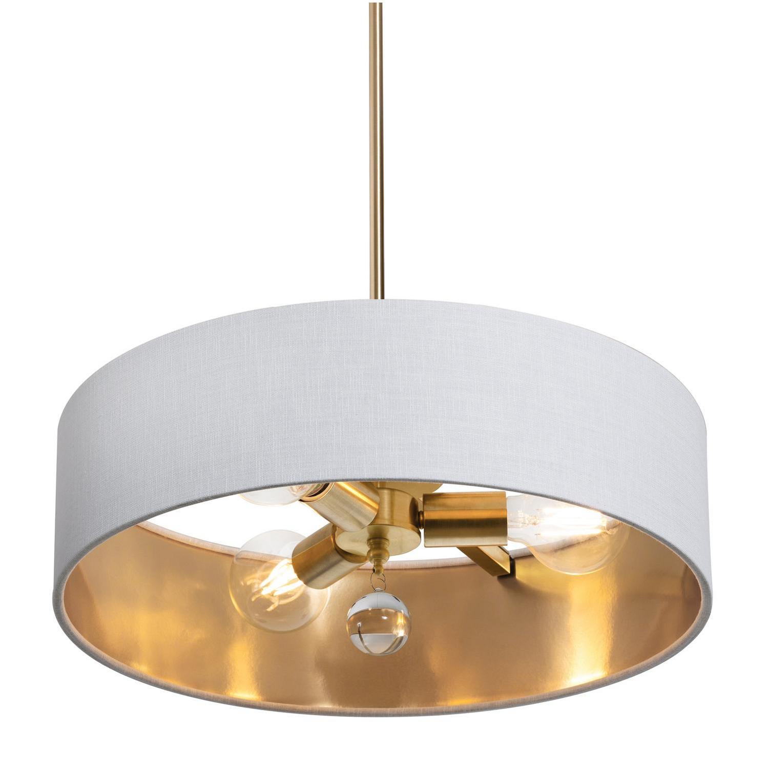 Three Light Pendant by AFX Lighting - Celine Collection, Satin Brass Finish - CLNP18MBSB-WHGD