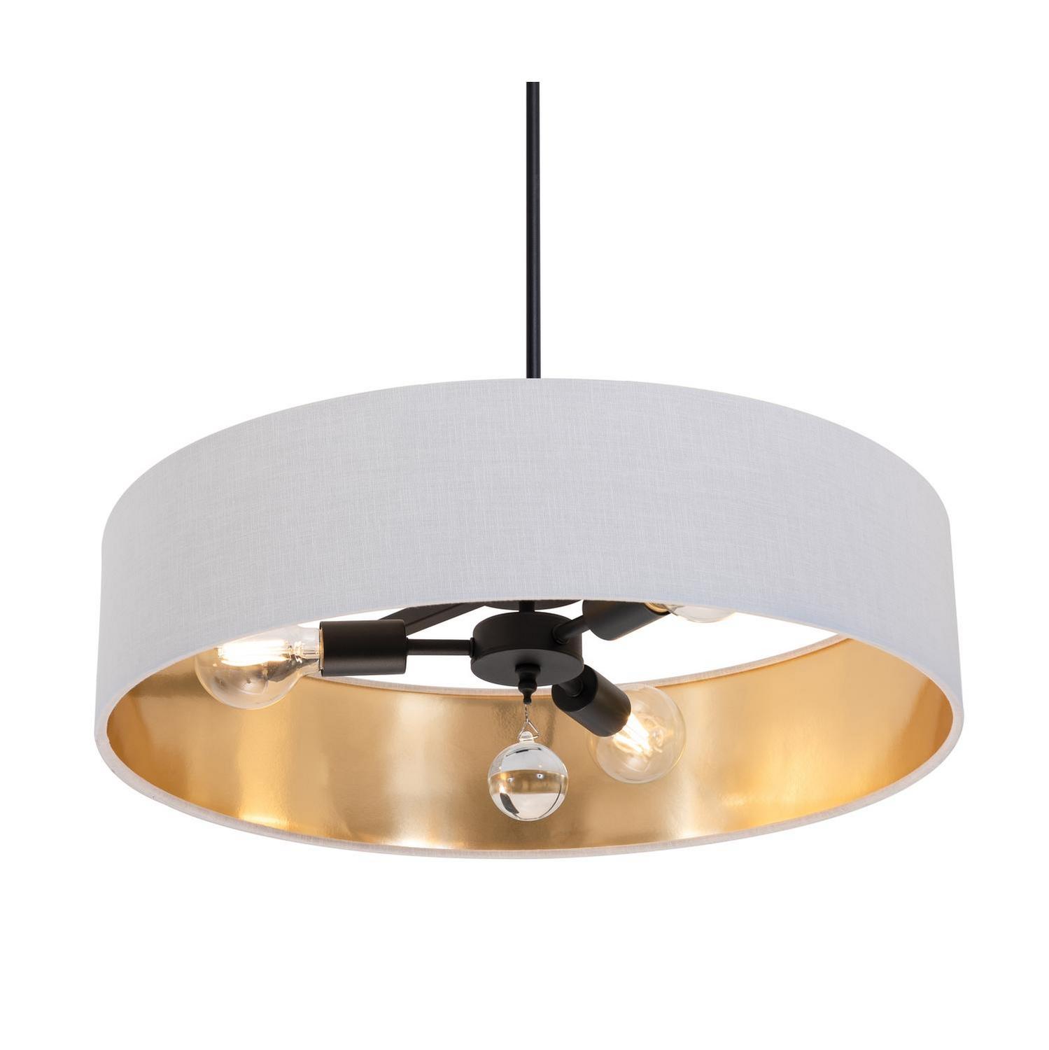 Three Light Pendant by AFX Lighting - Celine Collection, Black Finish - CLNP24MBBK-WHGD