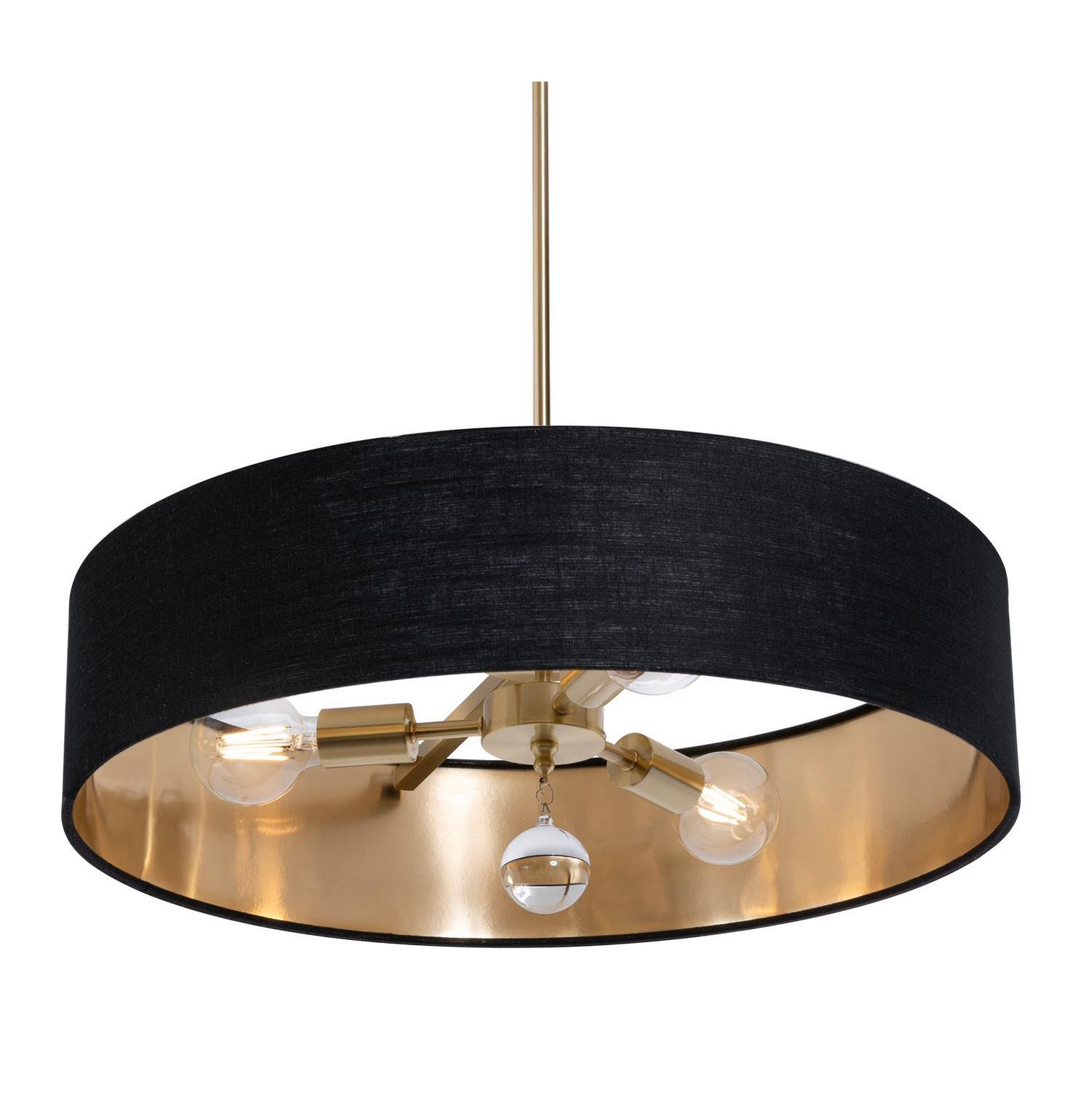 Three Light Pendant by AFX Lighting - Celine Collection, Satin Brass Finish - CLNP24MBSB-BKGD