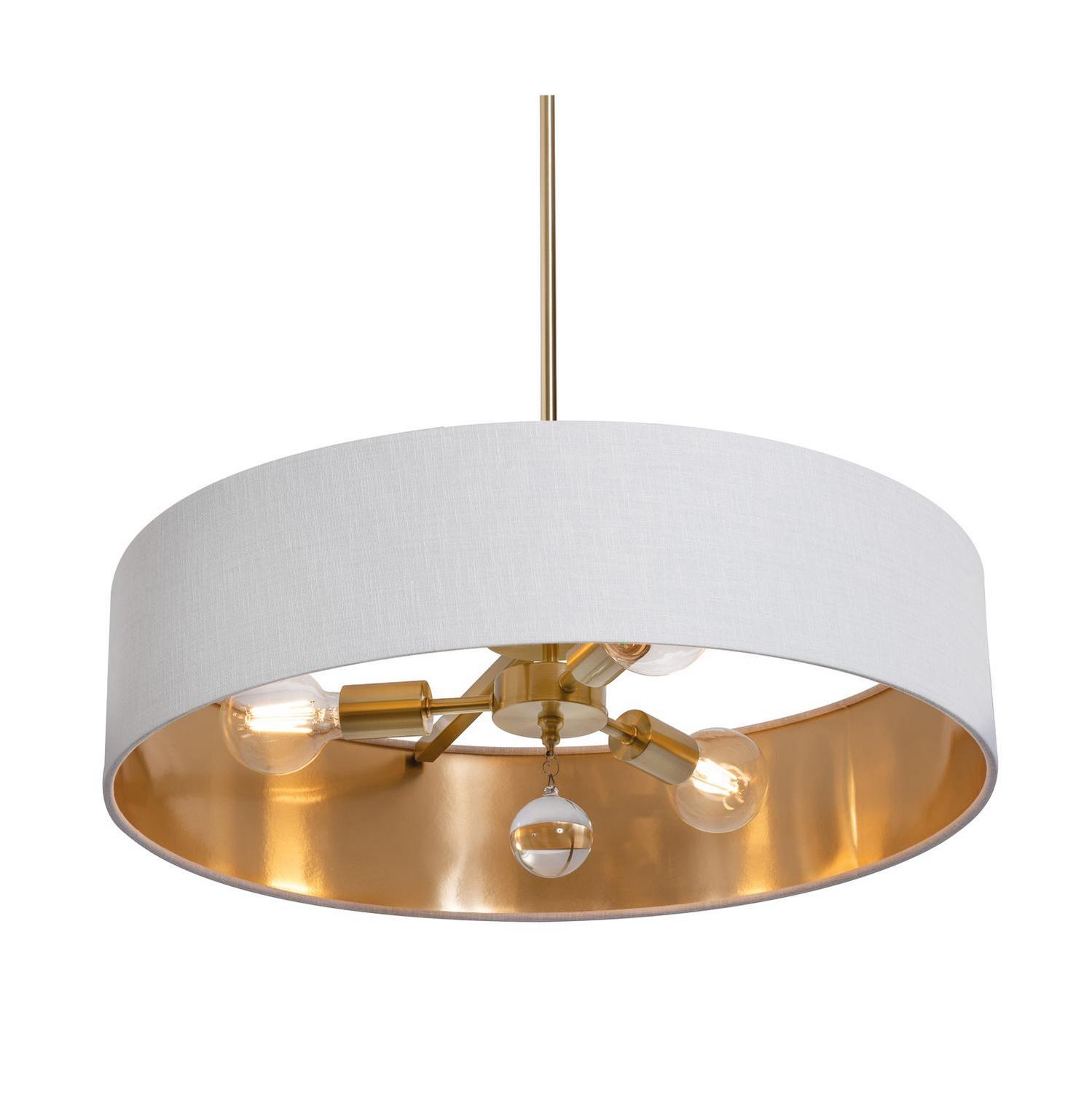 Three Light Pendant by AFX Lighting - Celine Collection, Satin Brass Finish - CLNP24MBSB-WHGD