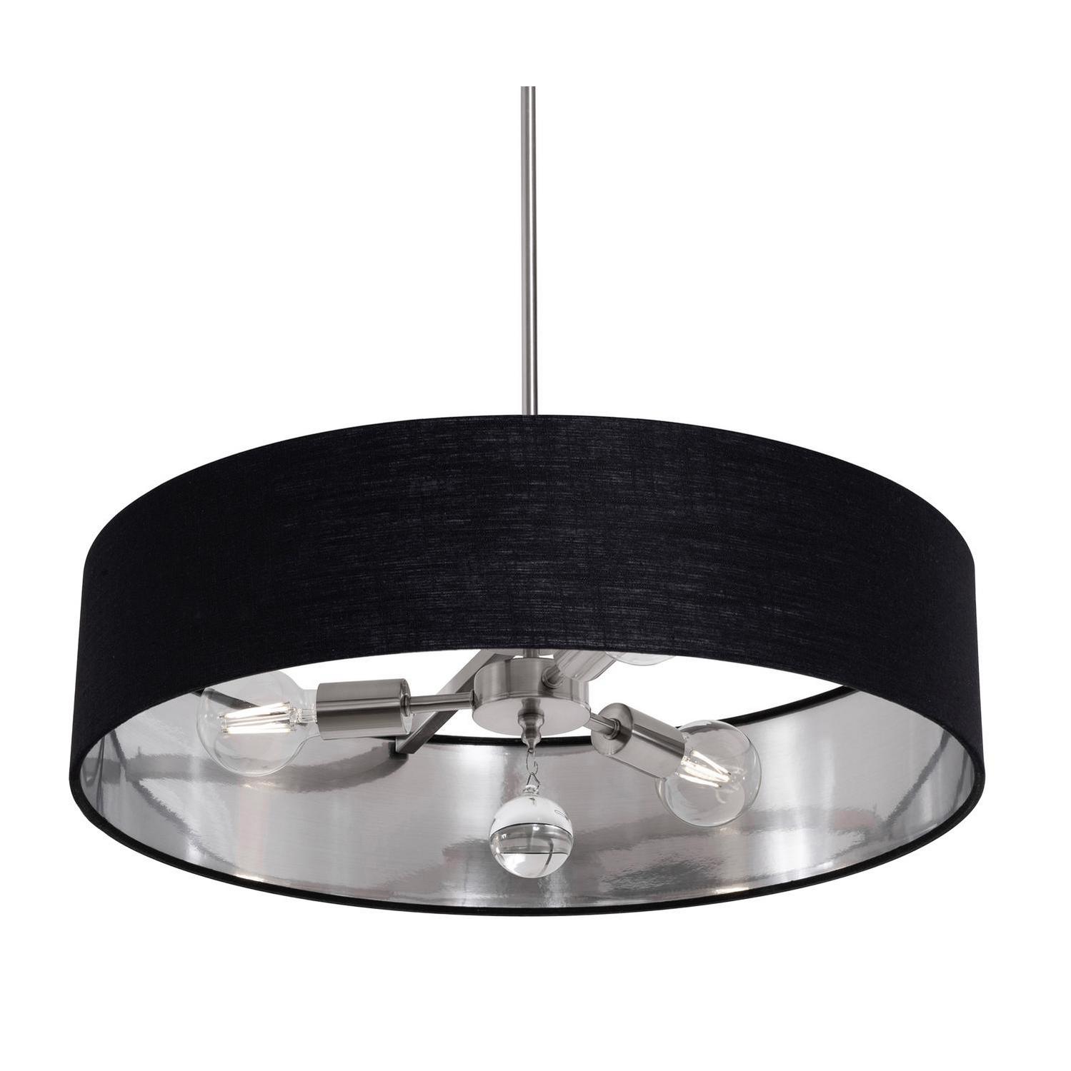 Three Light Pendant by AFX Lighting - Celine Collection, Satin Nickel Finish - CLNP24MBSN-BKSL