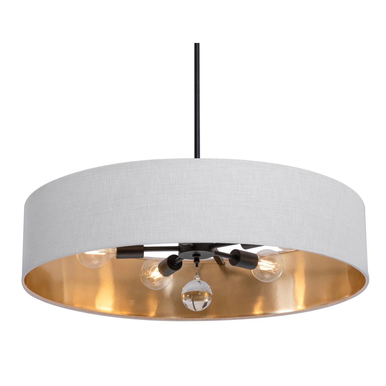 Five Light Pendant by AFX Lighting - Celine Collection, Black Finish - CLNP30MBBK-WHGD