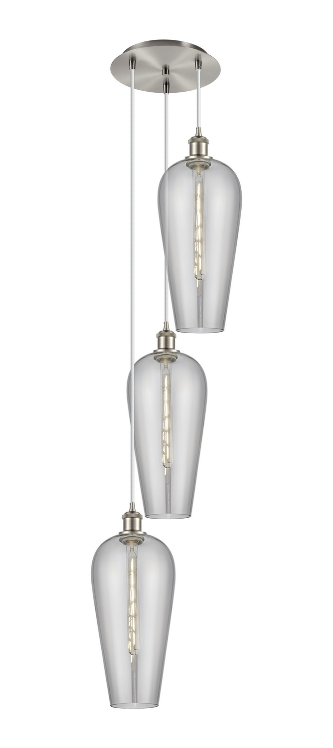 Three Light Pendant by Innovations - Ballston Collection, Brushed Satin Nickel Finish - 113B-3P-SN-G456-8SM