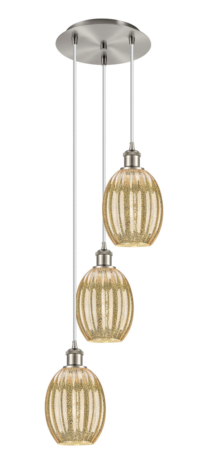 Three Light Pendant by Innovations - Ballston Collection, Brushed Satin Nickel Finish - 113B-3P-SN-G459-6ME