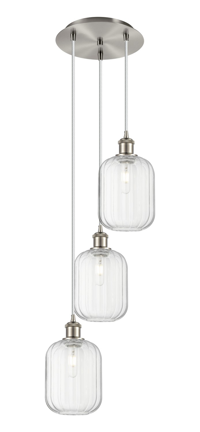 Three Light Pendant by Innovations - Ballston Collection, Brushed Satin Nickel Finish - 113B-3P-SN-G460-7CL