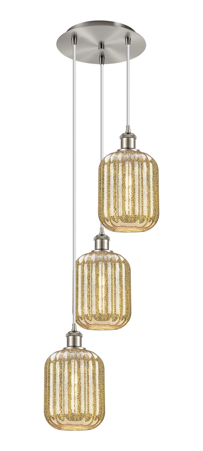 Three Light Pendant by Innovations - Ballston Collection, Brushed Satin Nickel Finish - 113B-3P-SN-G460-7ME