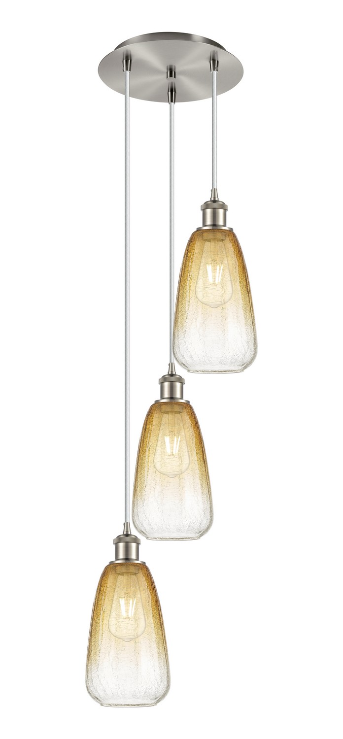 Three Light Pendant by Innovations - Ballston Collection, Brushed Satin Nickel Finish - 113B-3P-SN-G480-6AM