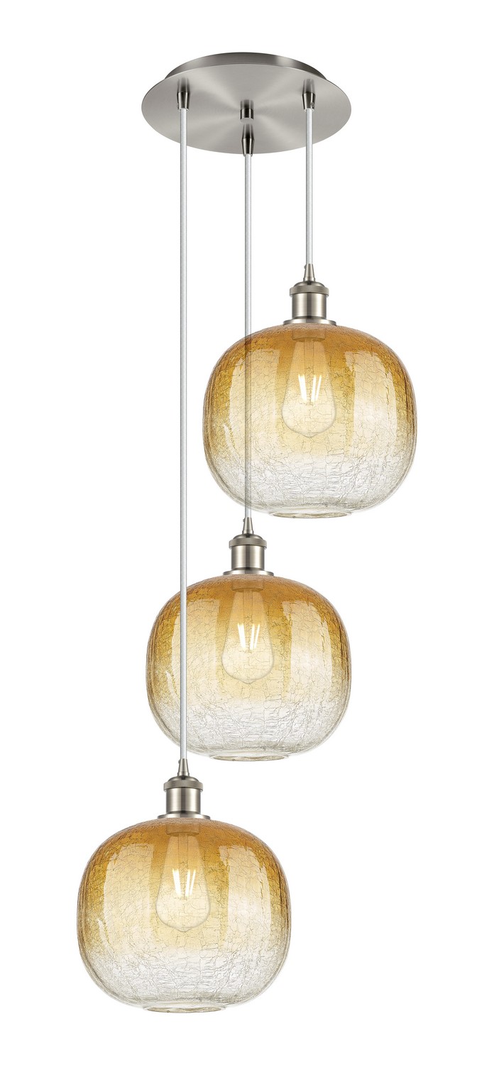 Three Light Pendant by Innovations - Ballston Collection, Brushed Satin Nickel Finish - 113B-3P-SN-G481-10AM