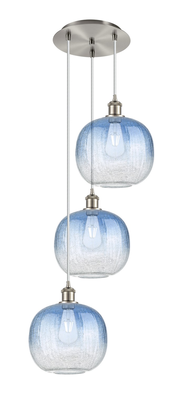 Three Light Pendant by Innovations - Ballston Collection, Brushed Satin Nickel Finish - 113B-3P-SN-G481-10SB