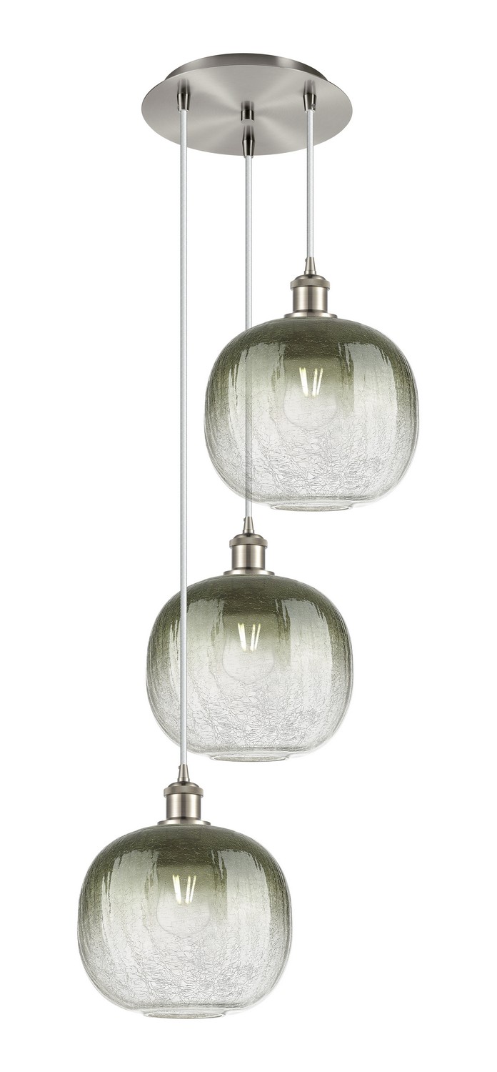 Three Light Pendant by Innovations - Ballston Collection, Brushed Satin Nickel Finish - 113B-3P-SN-G481-10SL