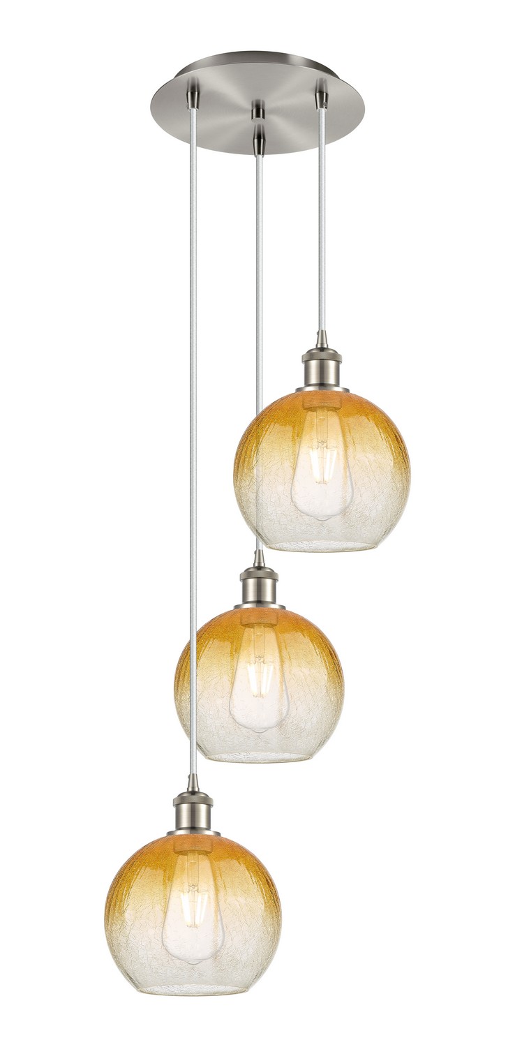 Three Light Pendant by Innovations - Ballston Collection, Brushed Satin Nickel Finish - 113B-3P-SN-G483-8AM