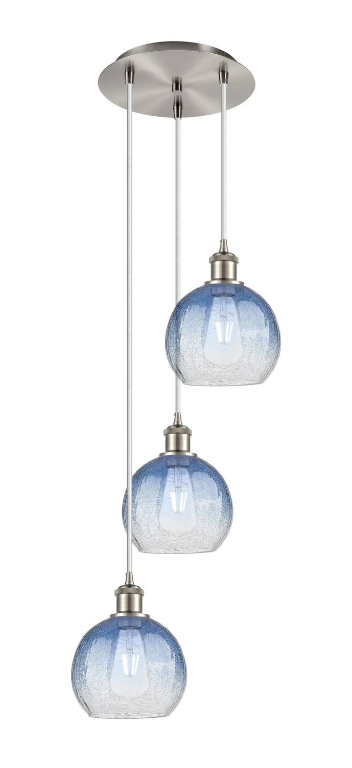 Three Light Pendant by Innovations - Ballston Collection, Brushed Satin Nickel Finish - 113B-3P-SN-G483-8SB
