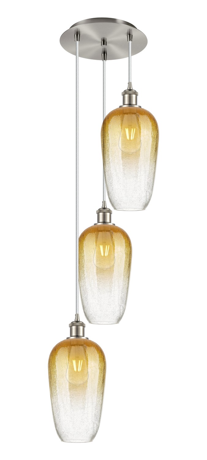Three Light Pendant by Innovations - Ballston Collection, Brushed Satin Nickel Finish - 113B-3P-SN-G484-7AM