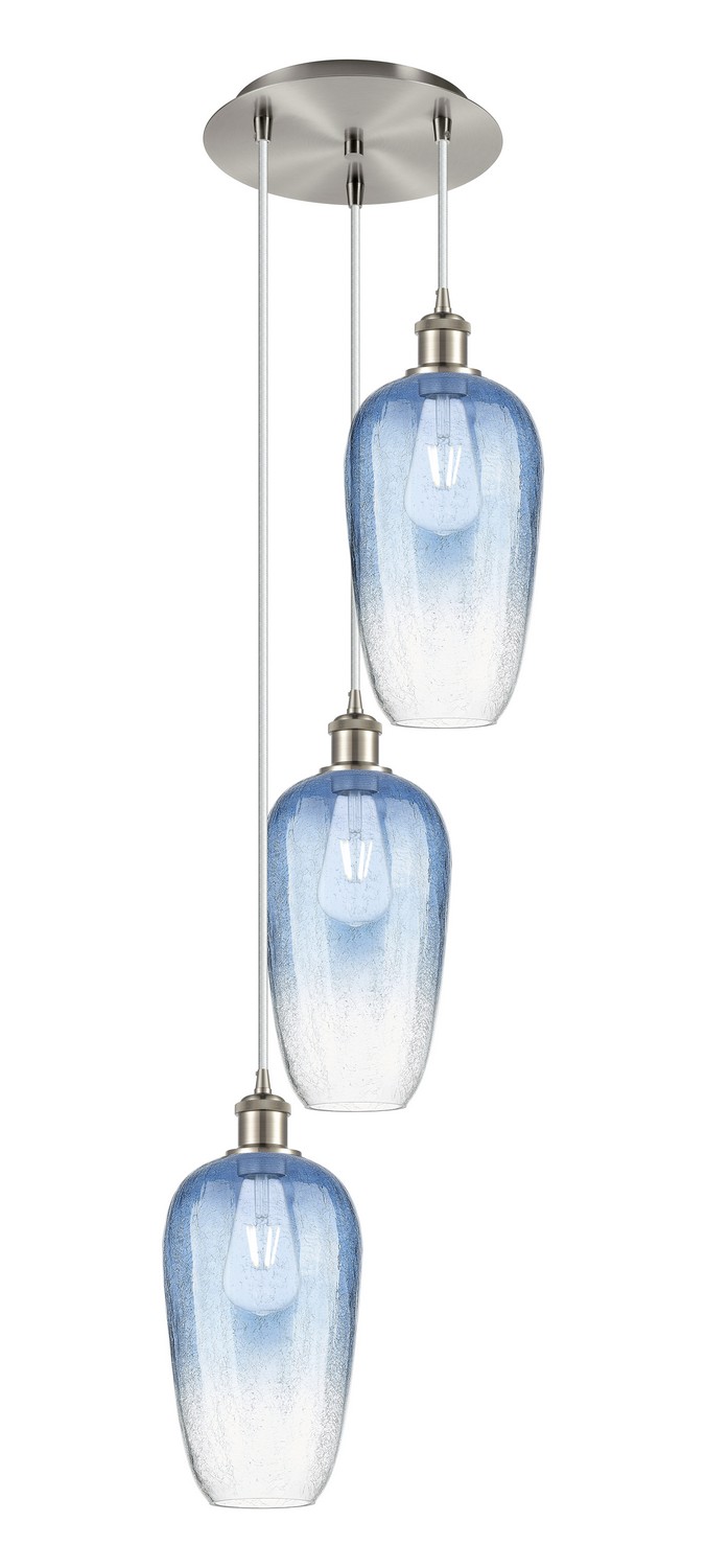Three Light Pendant by Innovations - Ballston Collection, Brushed Satin Nickel Finish - 113B-3P-SN-G484-7SB