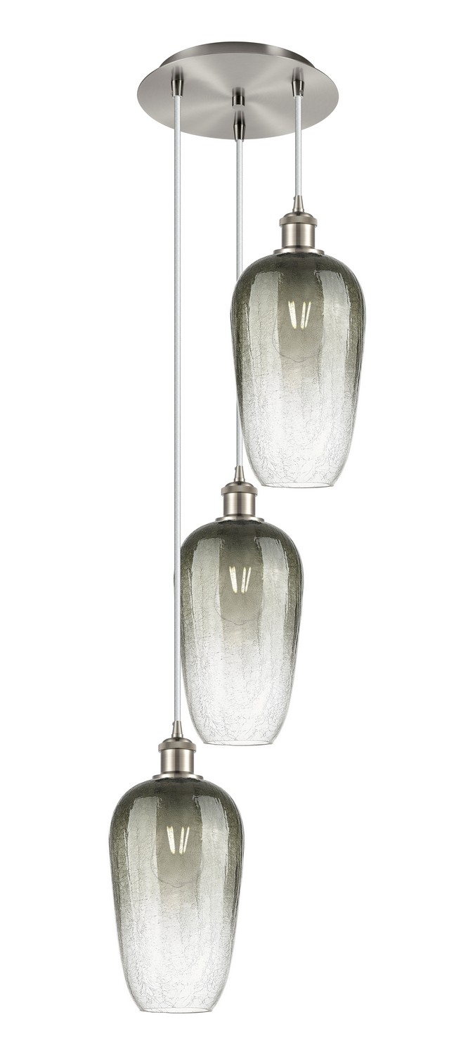 Three Light Pendant by Innovations - Ballston Collection, Brushed Satin Nickel Finish - 113B-3P-SN-G484-7SL