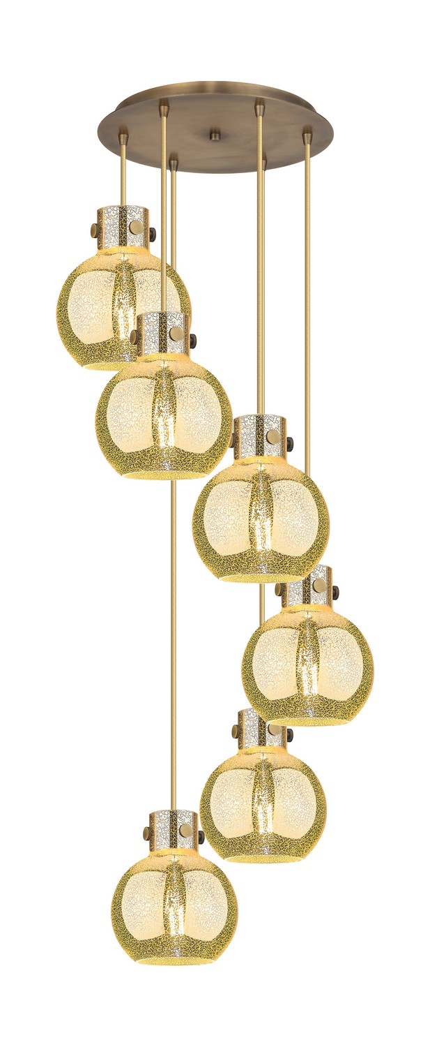 Six Light Pendant by Innovations - Newton Collection, Brushed Brass Finish - 116-410-1PS-BB-G410-8ME