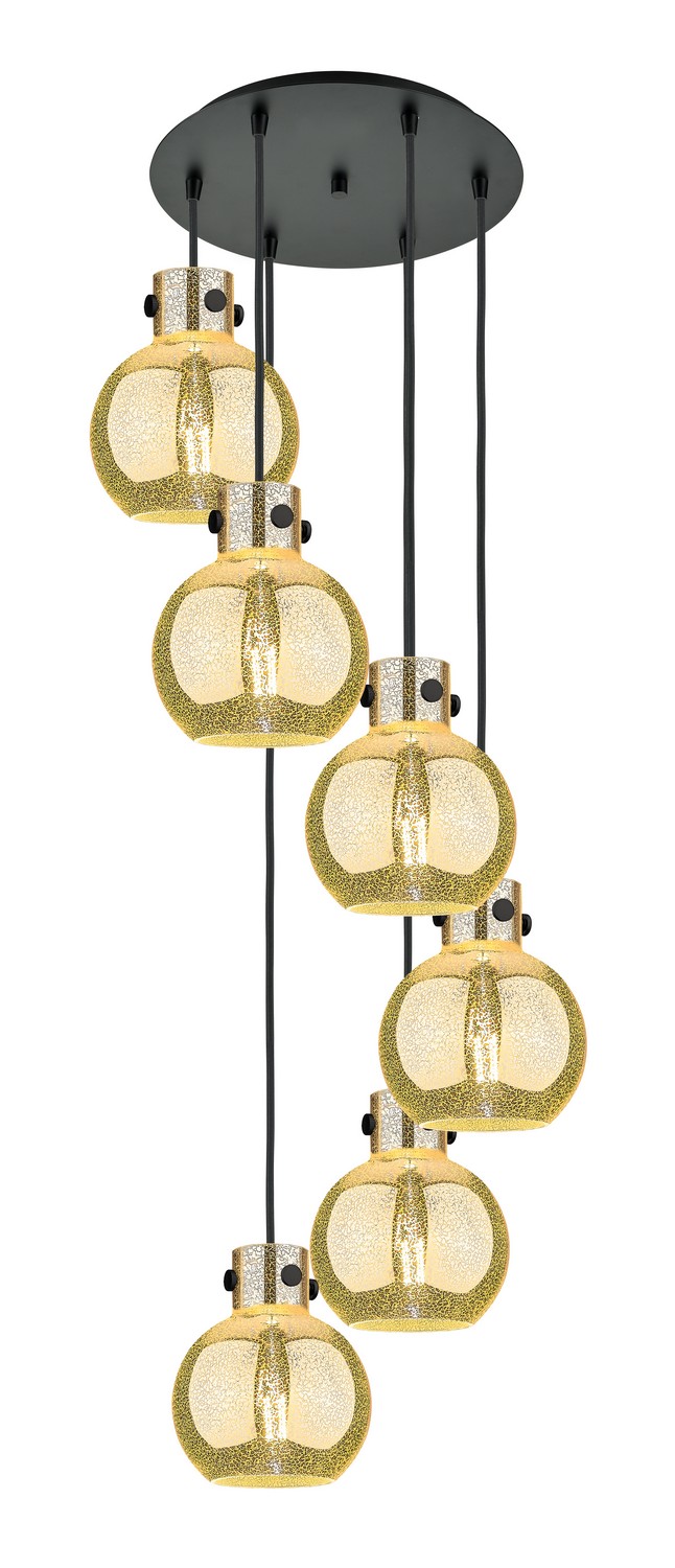 Six Light Pendant by Innovations - Newton Collection, Matte Black Finish - 116-410-1PS-BK-G410-8ME