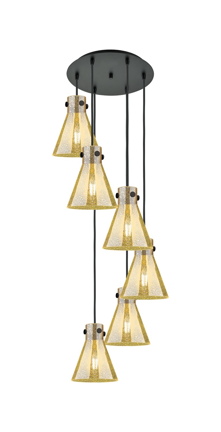 Six Light Pendant by Innovations - Downtown Urban Collection, Matte Black Finish - 116-410-1PS-BK-G411-8ME