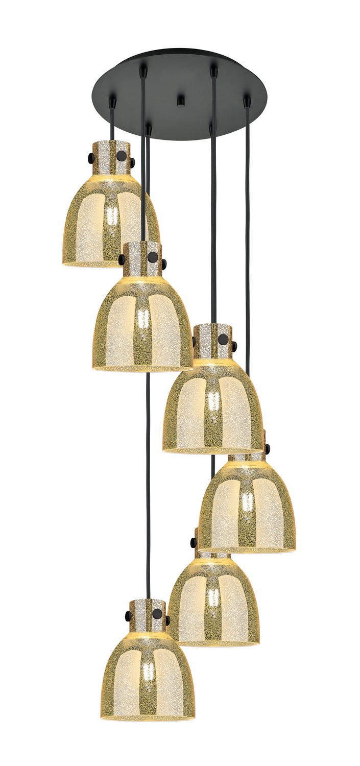 Six Light Pendant by Innovations - Downtown Urban Collection, Matte Black Finish - 116-410-1PS-BK-G412-8ME