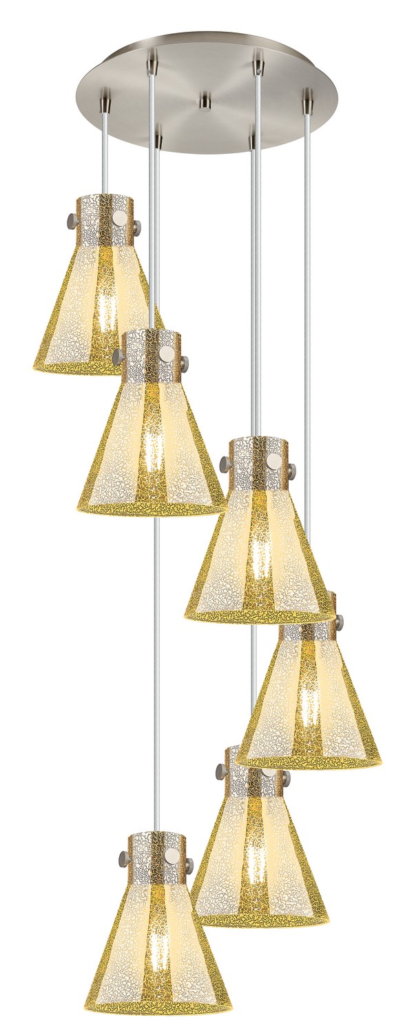 Six Light Pendant by Innovations - Downtown Urban Collection, Brushed Satin Nickel Finish - 116-410-1PS-SN-G411-8ME