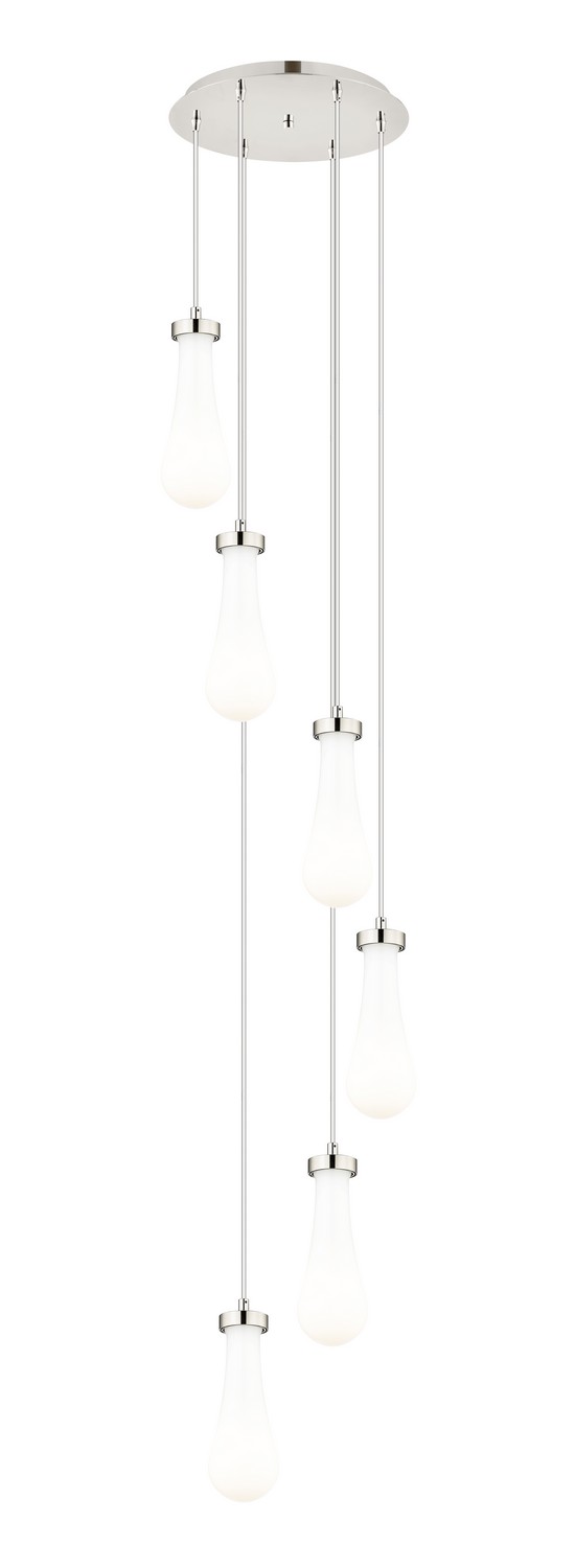 Six Light Pendant by Innovations - Downtown Urban Collection, Brushed Polished Nickel Finish - 116-451-1P-PN-G451-4GWH