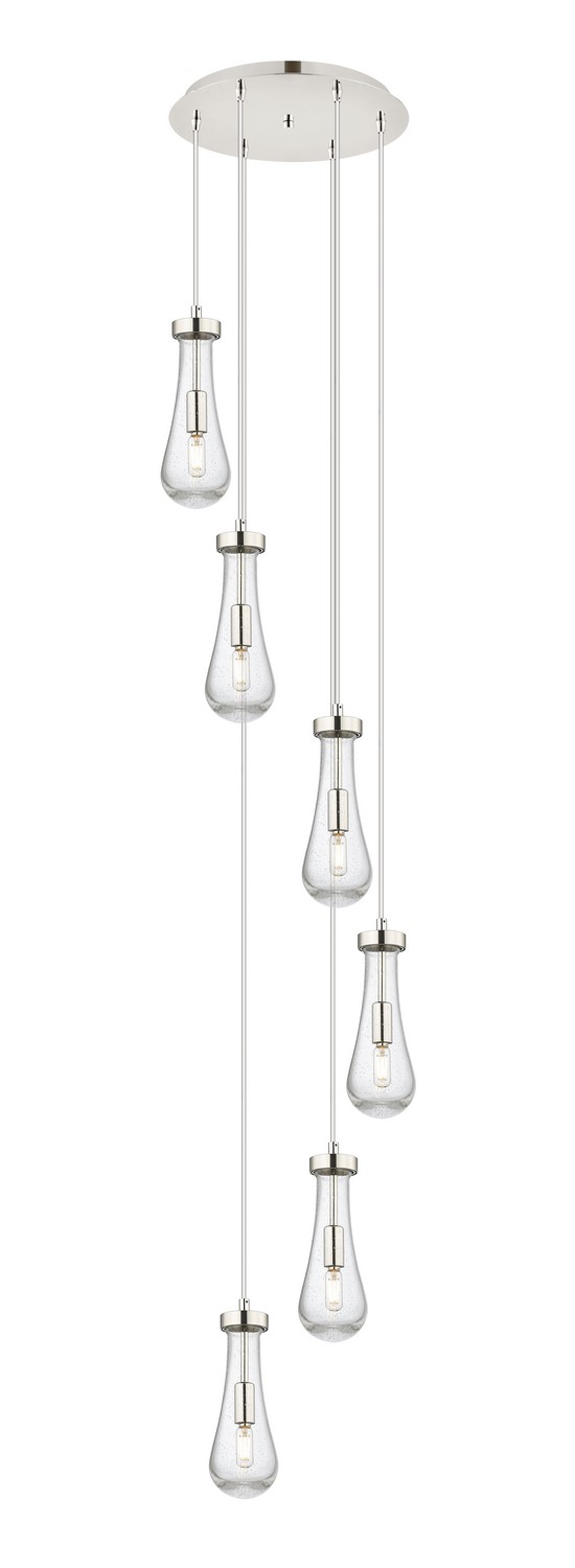 Six Light Pendant by Innovations - Downtown Urban Collection, Brushed Polished Nickel Finish - 116-451-1P-PN-G451-4SDY