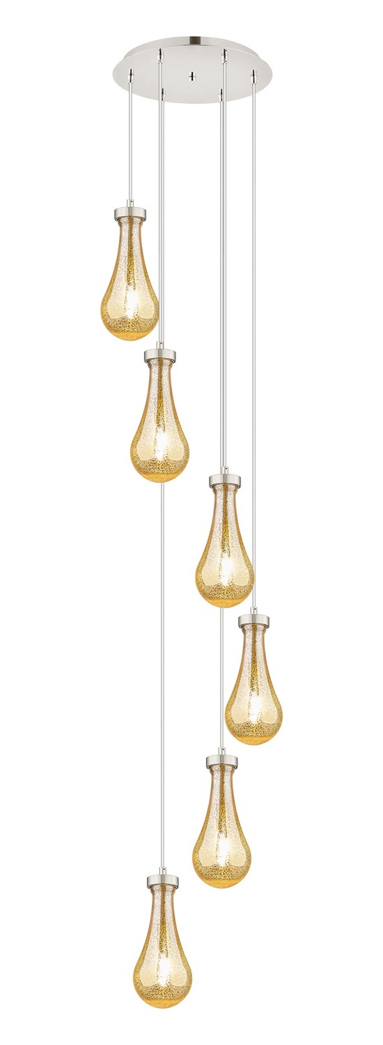 Six Light Pendant by Innovations - Downtown Urban Collection, Polished Nickel Finish - 116-451-1P-PN-G451-5ME