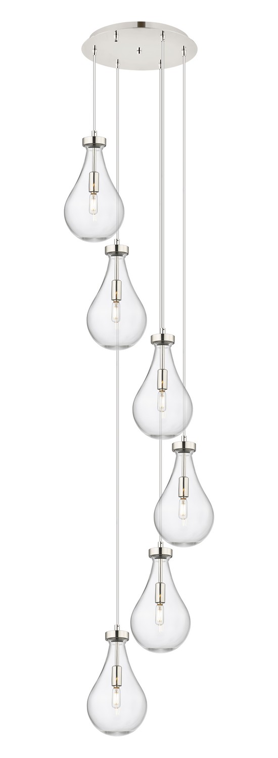 Six Light Pendant by Innovations - Downtown Urban Collection, Polished Nickel Finish - 116-451-1P-PN-G451-7CL