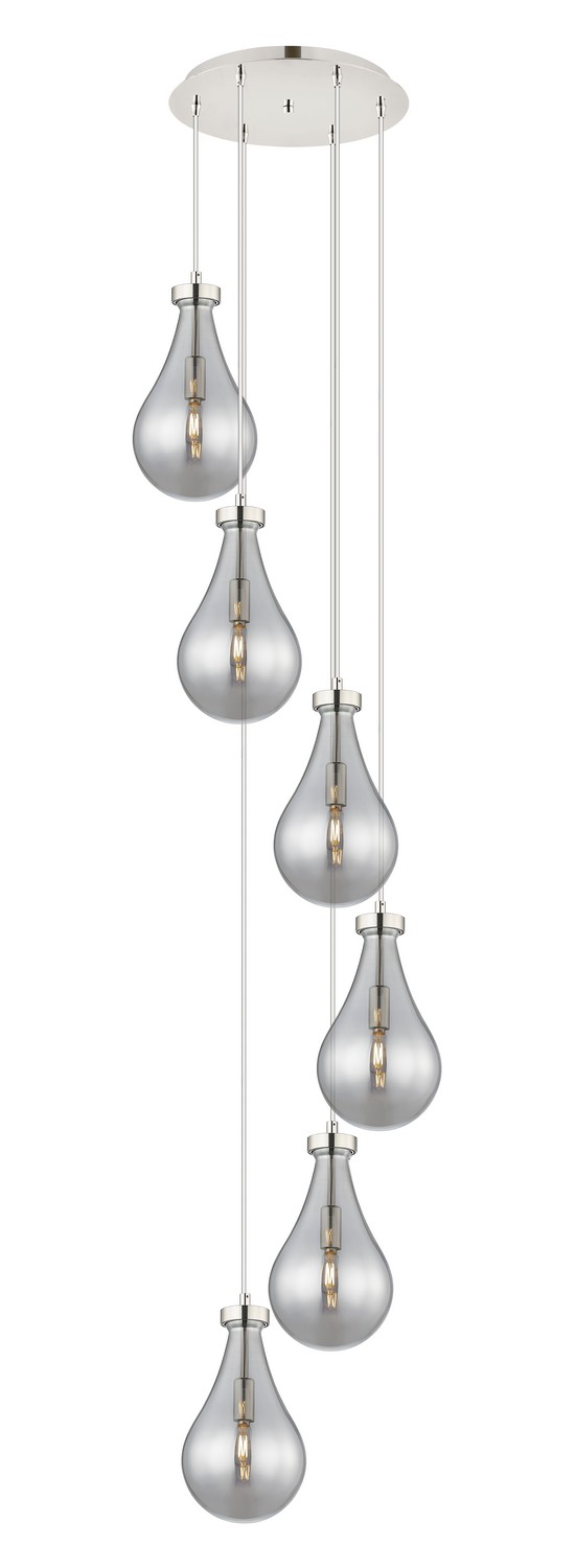 Six Light Pendant by Innovations - Downtown Urban Collection, Polished Nickel Finish - 116-451-1P-PN-G451-7SM