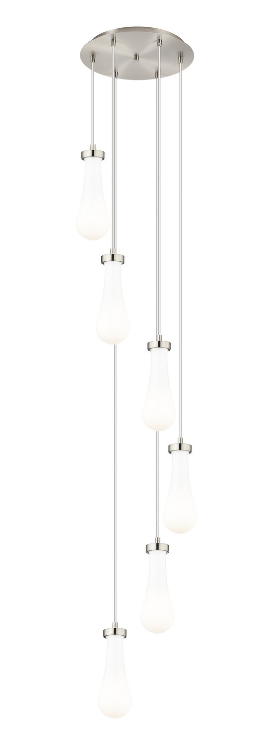 Six Light Pendant by Innovations - Downtown Urban Collection, Brushed Satin Nickel Finish - 116-451-1P-SN-G451-4GWH