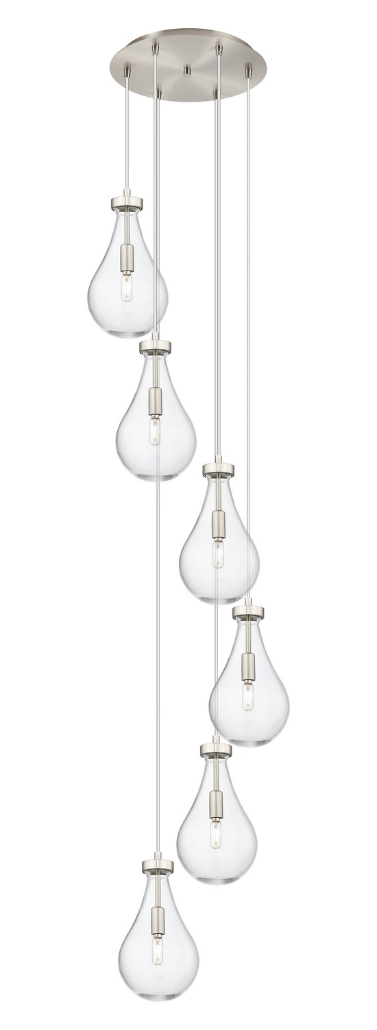 Six Light Pendant by Innovations - Downtown Urban Collection, Brushed Satin Nickel Finish - 116-451-1P-SN-G451-7CL