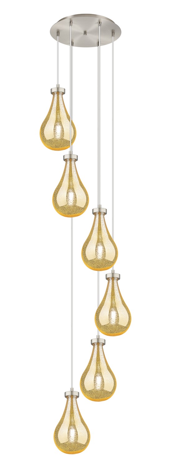 Six Light Pendant by Innovations - Downtown Urban Collection, Brushed Satin Nickel Finish - 116-451-1P-SN-G451-7ME