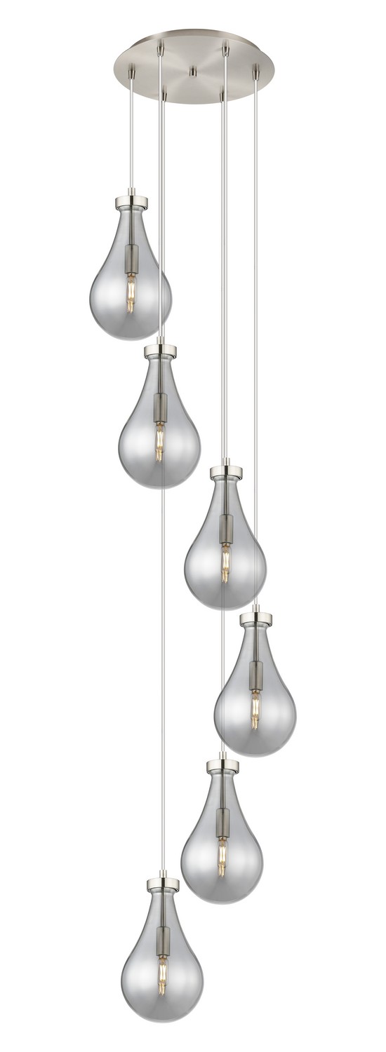 Six Light Pendant by Innovations - Downtown Urban Collection, Brushed Satin Nickel Finish - 116-451-1P-SN-G451-7SM