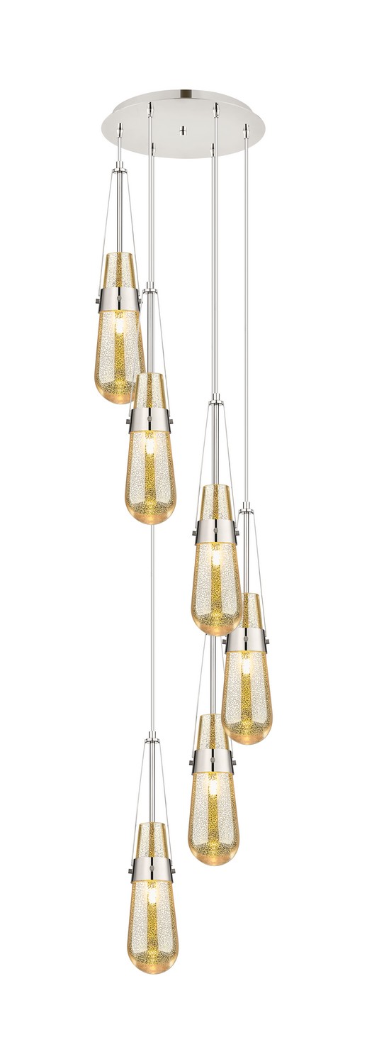 Six Light Pendant by Innovations - Downtown Urban Collection, Polished Nickel Finish - 116-452-1P-PN-G452-4ME