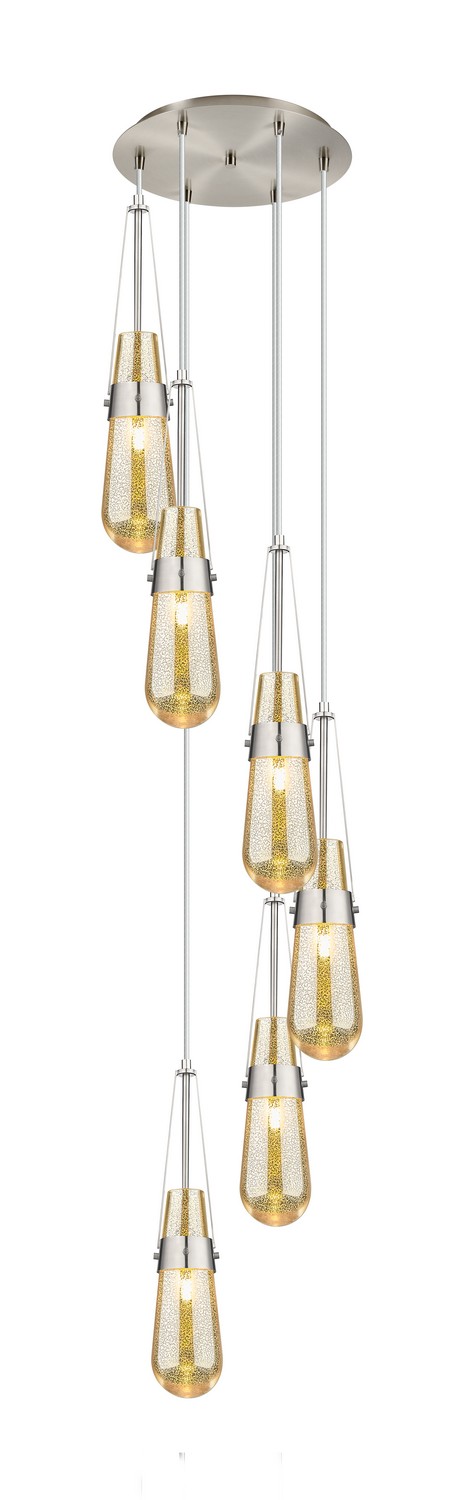 Six Light Pendant by Innovations - Downtown Urban Collection, Brushed Satin Nickel Finish - 116-452-1P-SN-G452-4ME