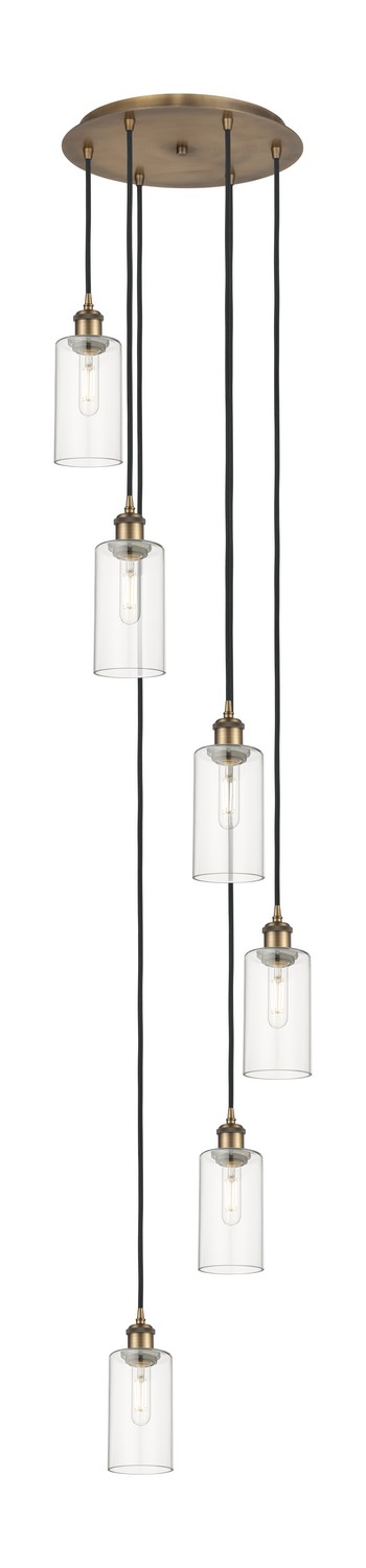 Six Light Pendant by Innovations - Downtown Urban Collection, Brushed Brass Finish - 116B-6P-BB-G434-7CL