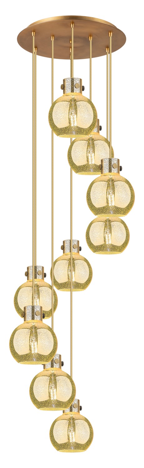 Nine Light Pendant by Innovations - Newton Collection, Brushed Brass Finish - 119-410-1PS-BB-G410-8ME