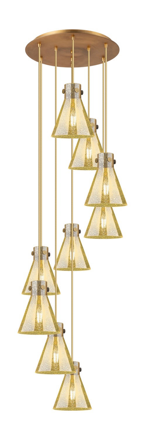 Nine Light Pendant by Innovations - Downtown Urban Collection, Brushed Brass Finish - 119-410-1PS-BB-G411-8ME